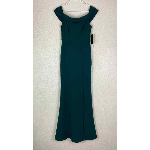 Lulus Dress Aveline Green Off the Shoulder Maxi Gown Prom Mermaid Formal Small S - Picture 4 of 12